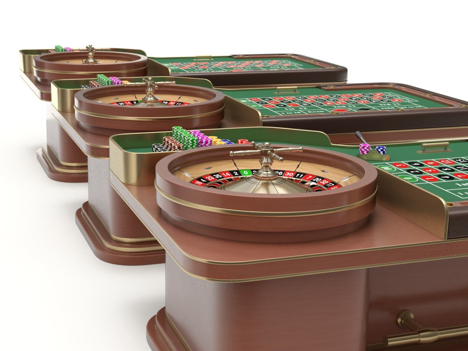 American and European Roulette Table 3D model_16