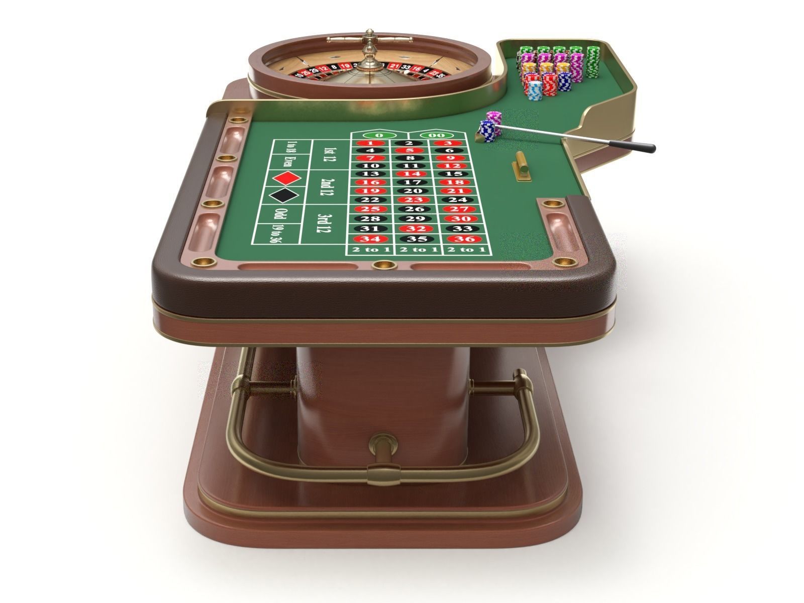 American and European Roulette Table 3D model_6