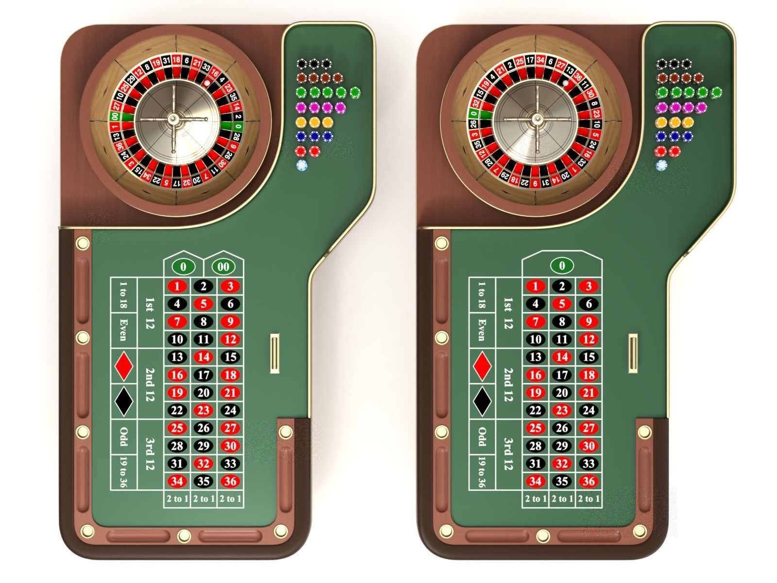 American and European Roulette Table 3D model_1