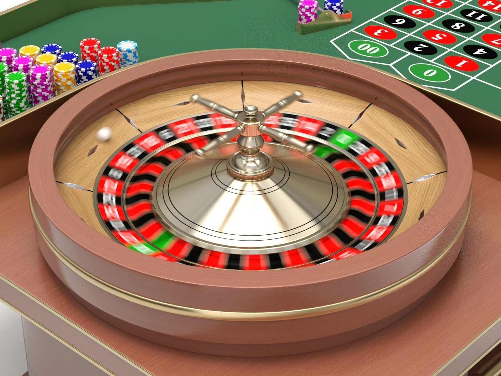 American and European Roulette Table 3D model_19