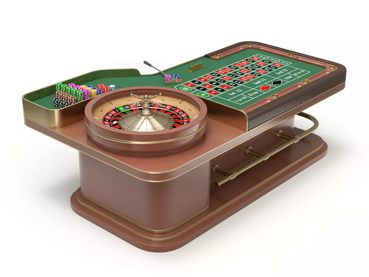 American and European Roulette Table 3D model_0