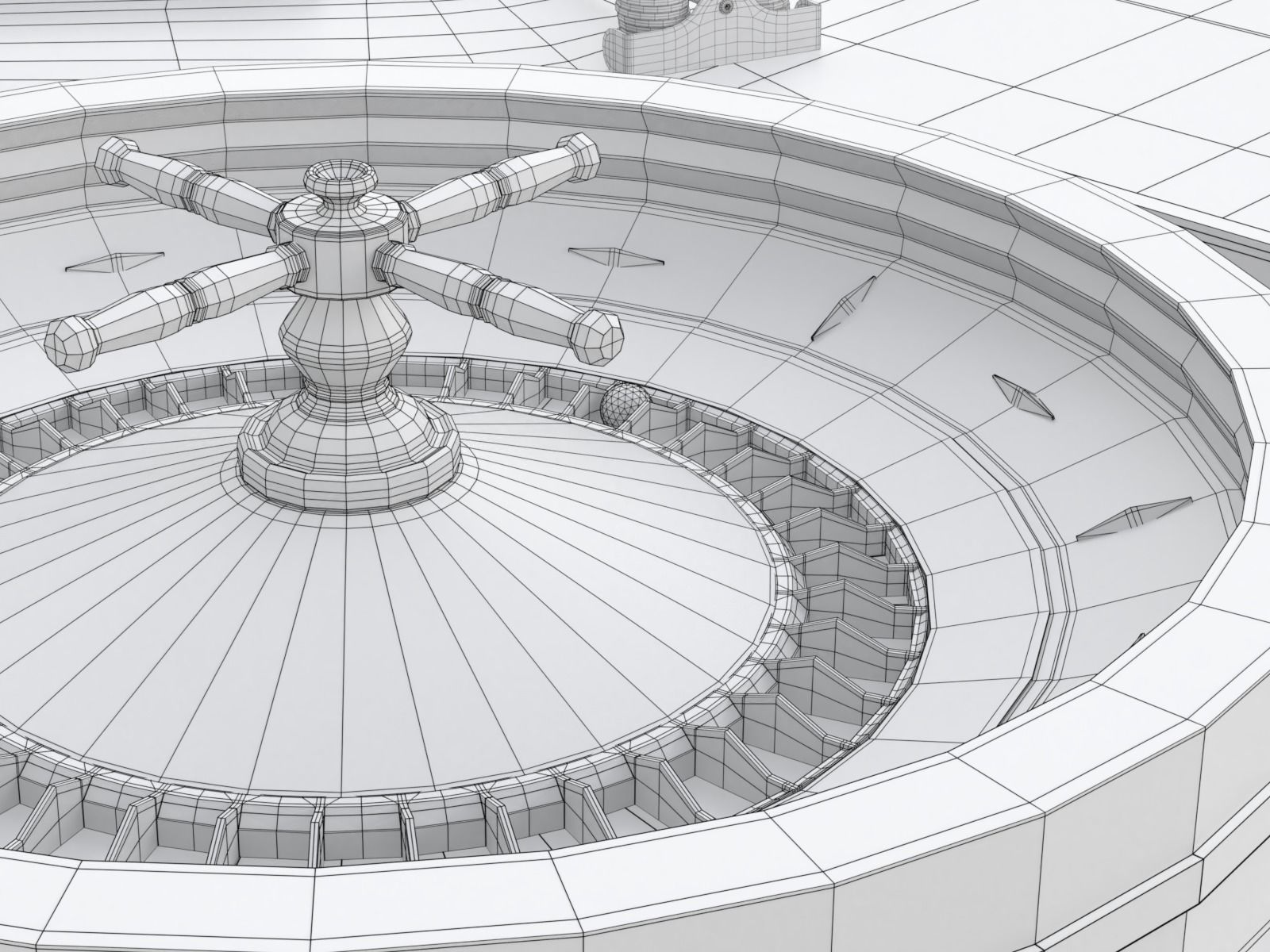 American and European Roulette Table 3D model_39