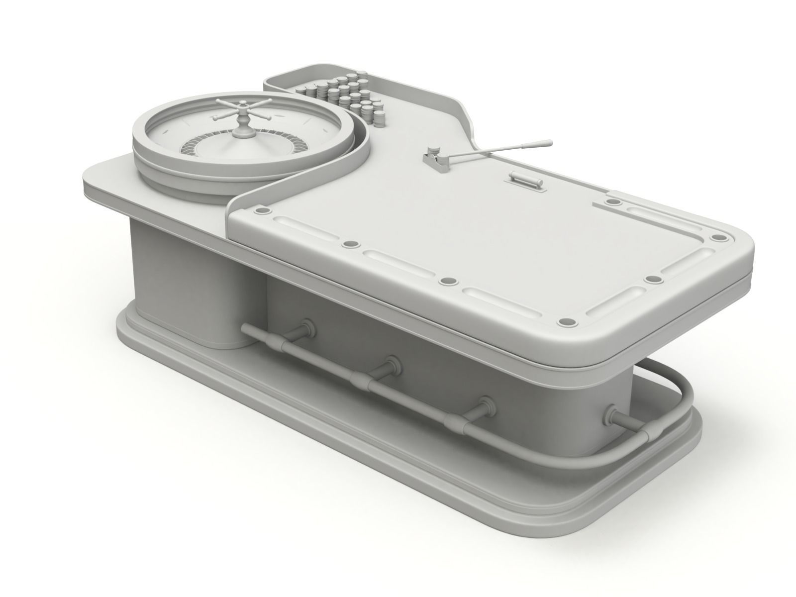 American and European Roulette Table 3D model_24