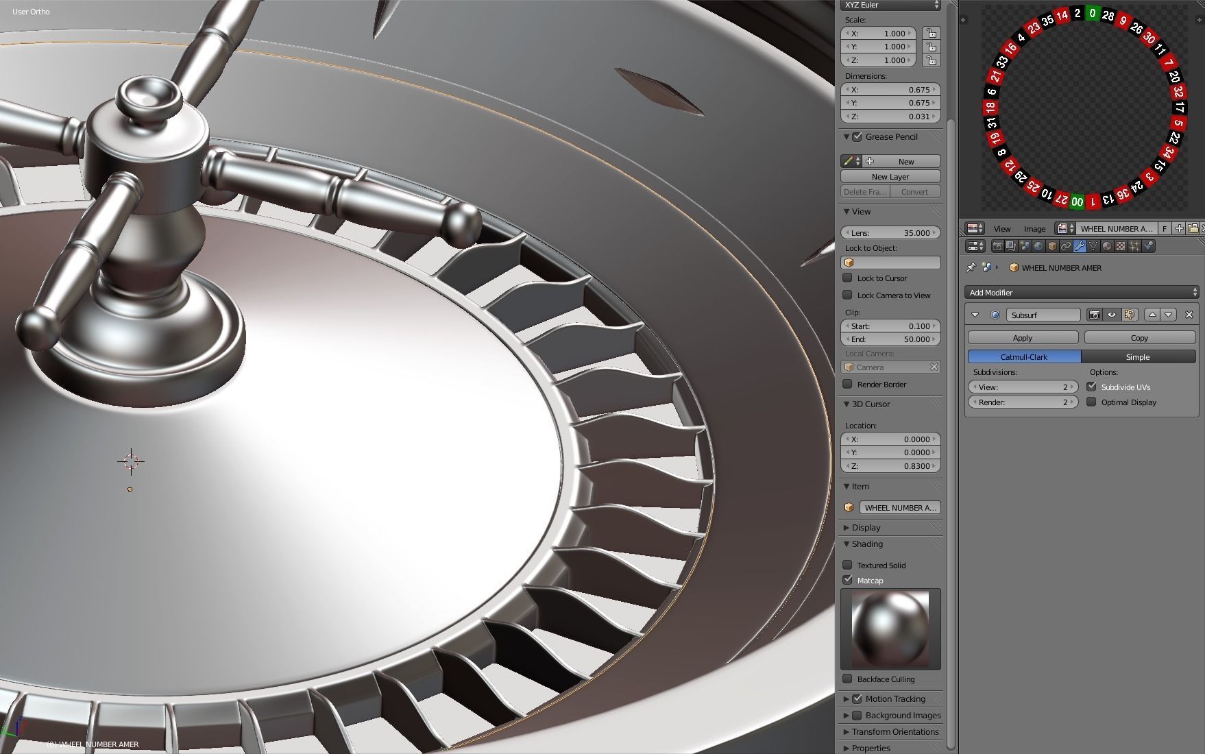 American and European Roulette Table 3D model_33