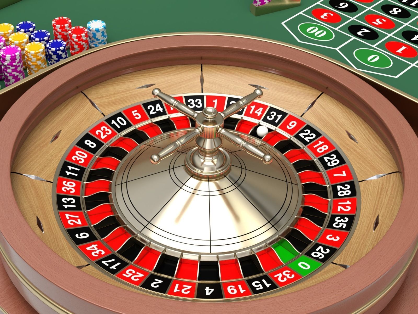 American and European Roulette Table 3D model_18