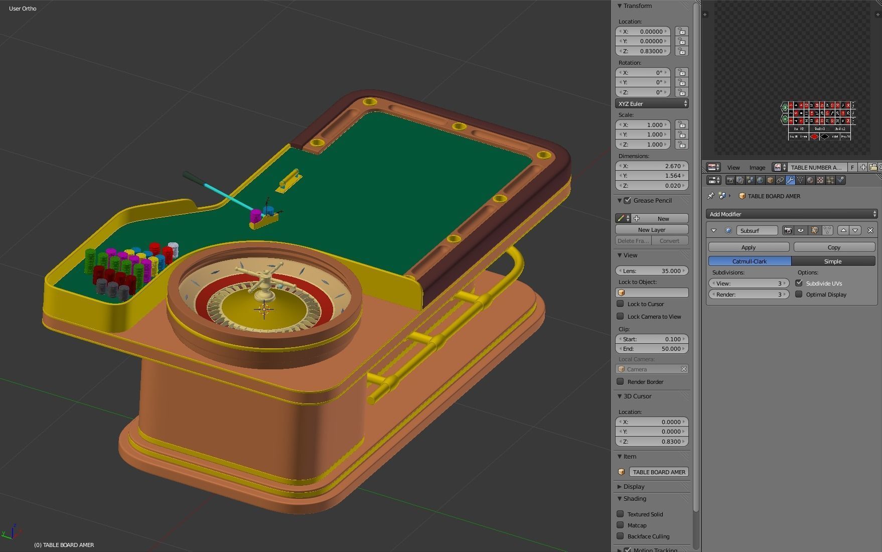 American and European Roulette Table 3D model_34