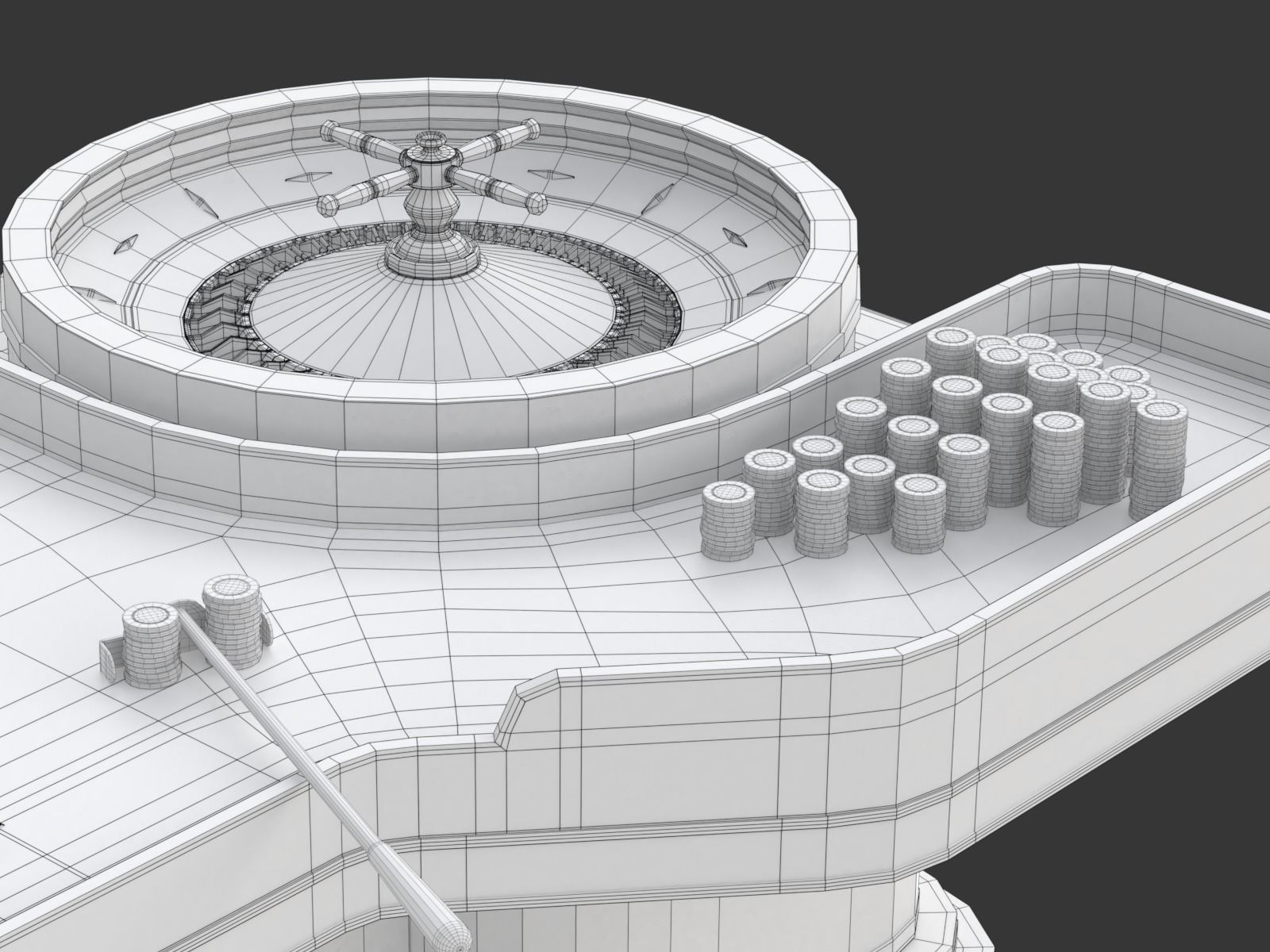 American and European Roulette Table 3D model_38