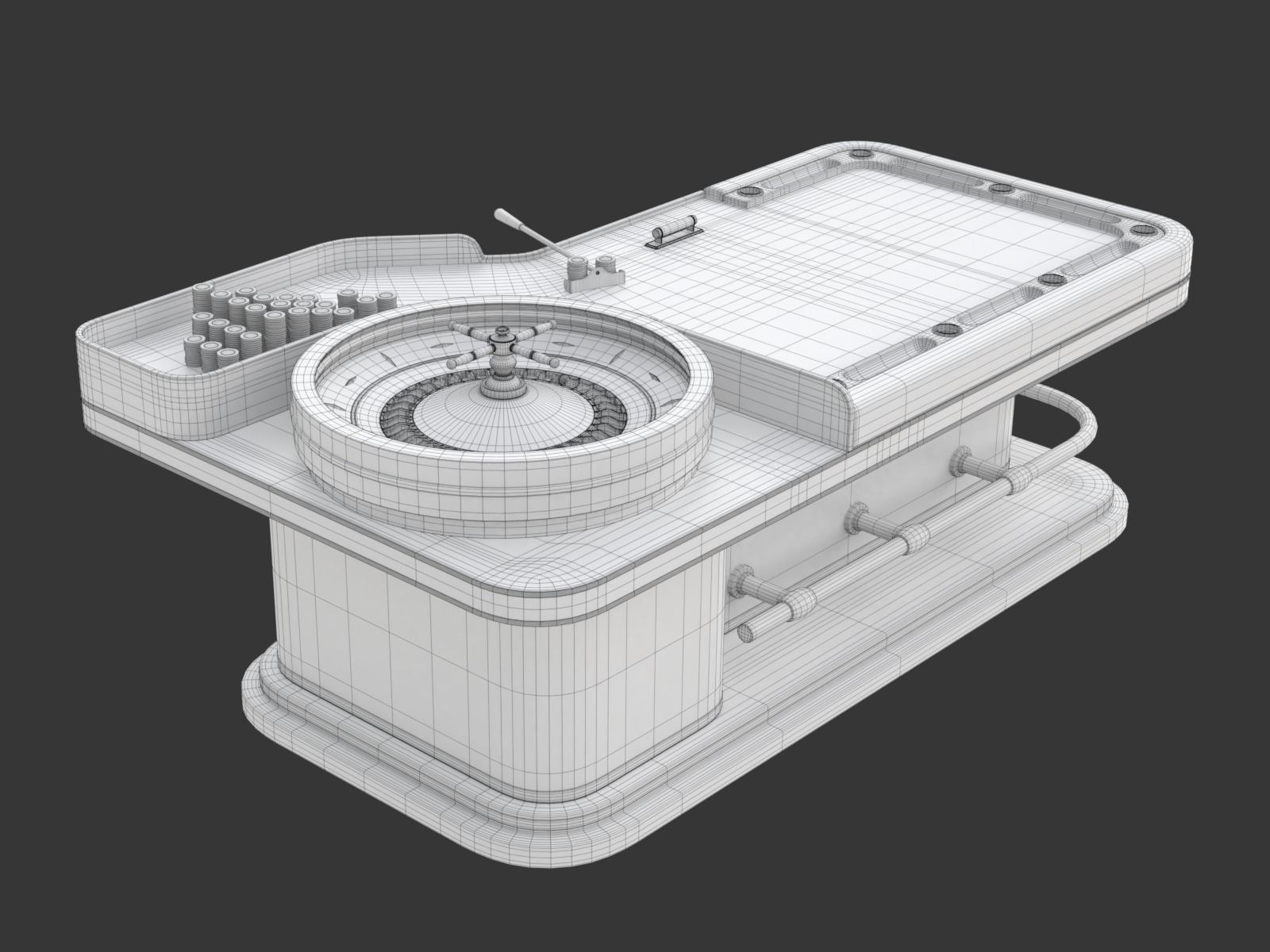 American and European Roulette Table 3D model_46