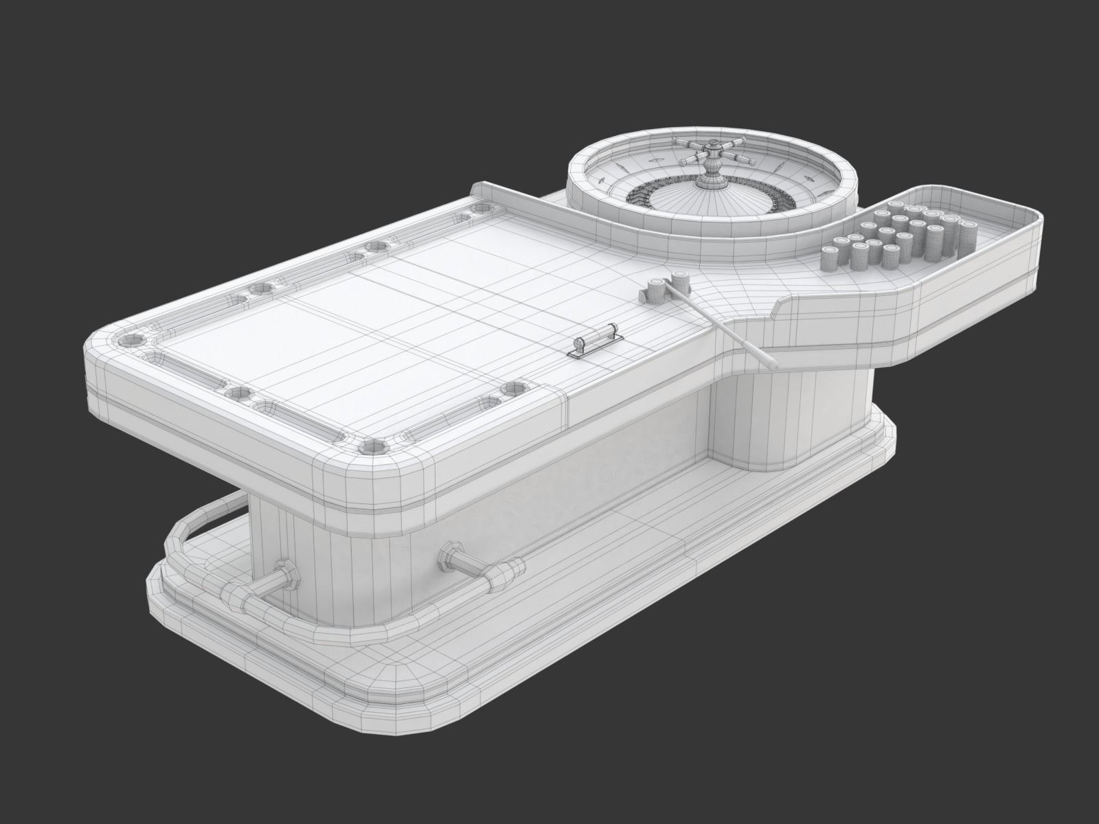 American and European Roulette Table 3D model_37