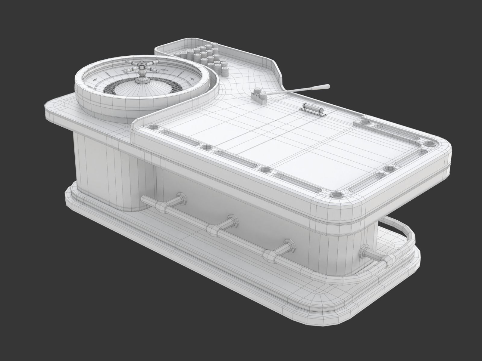 American and European Roulette Table 3D model_36
