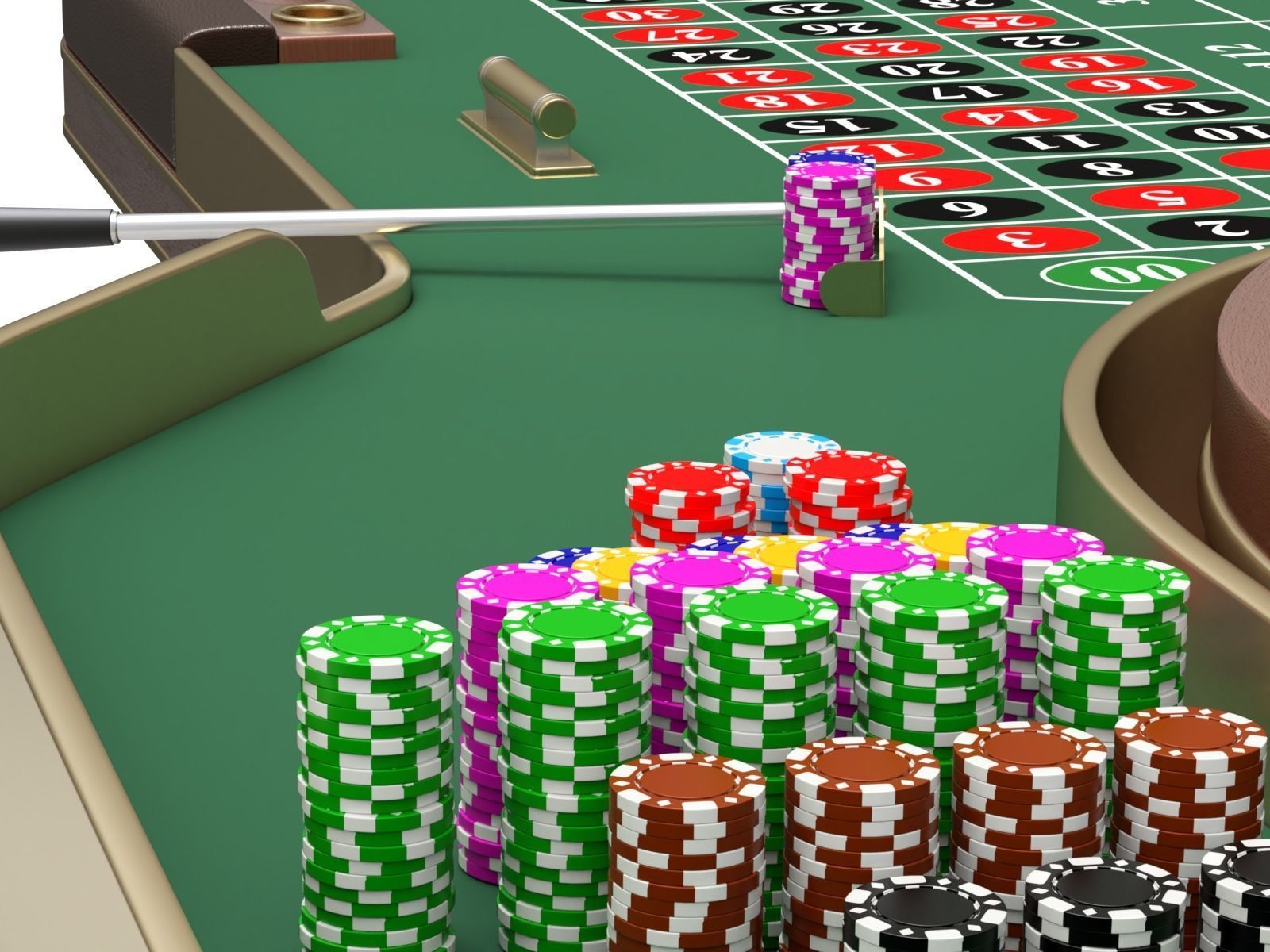 American and European Roulette Table 3D model_15