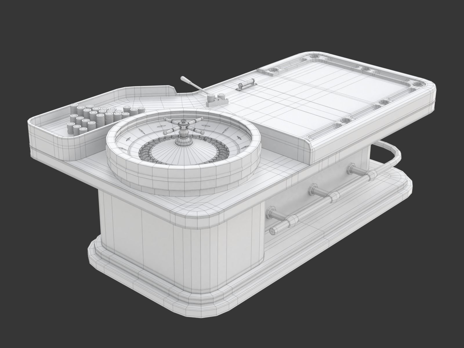 American and European Roulette Table 3D model_35