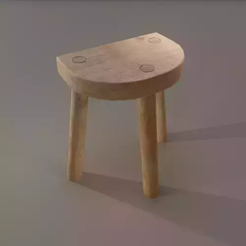3 Legged Wooden Stool Free low-poly 3D model
