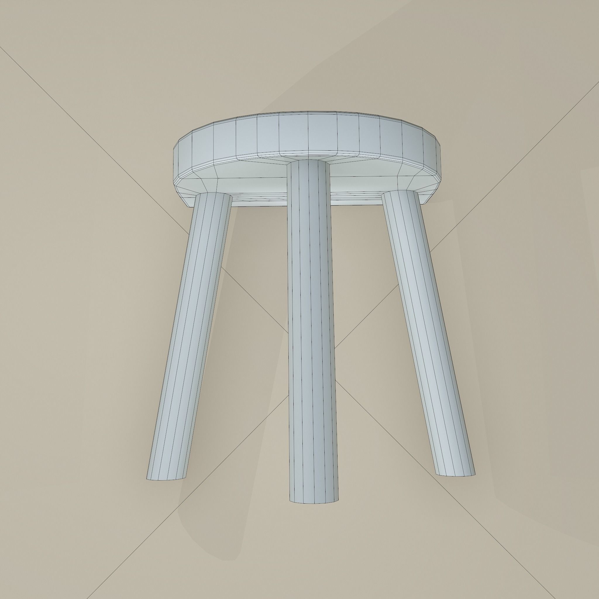 3 Legged Wooden Stool Free low-poly 3D model_35