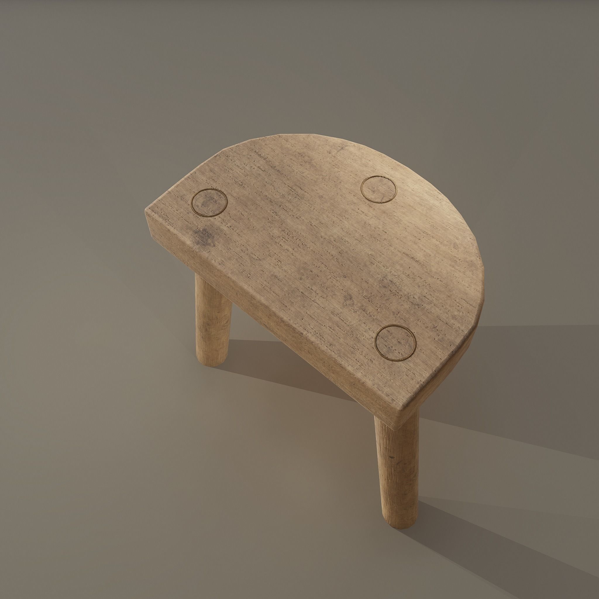 3 Legged Wooden Stool Free low-poly 3D model_13