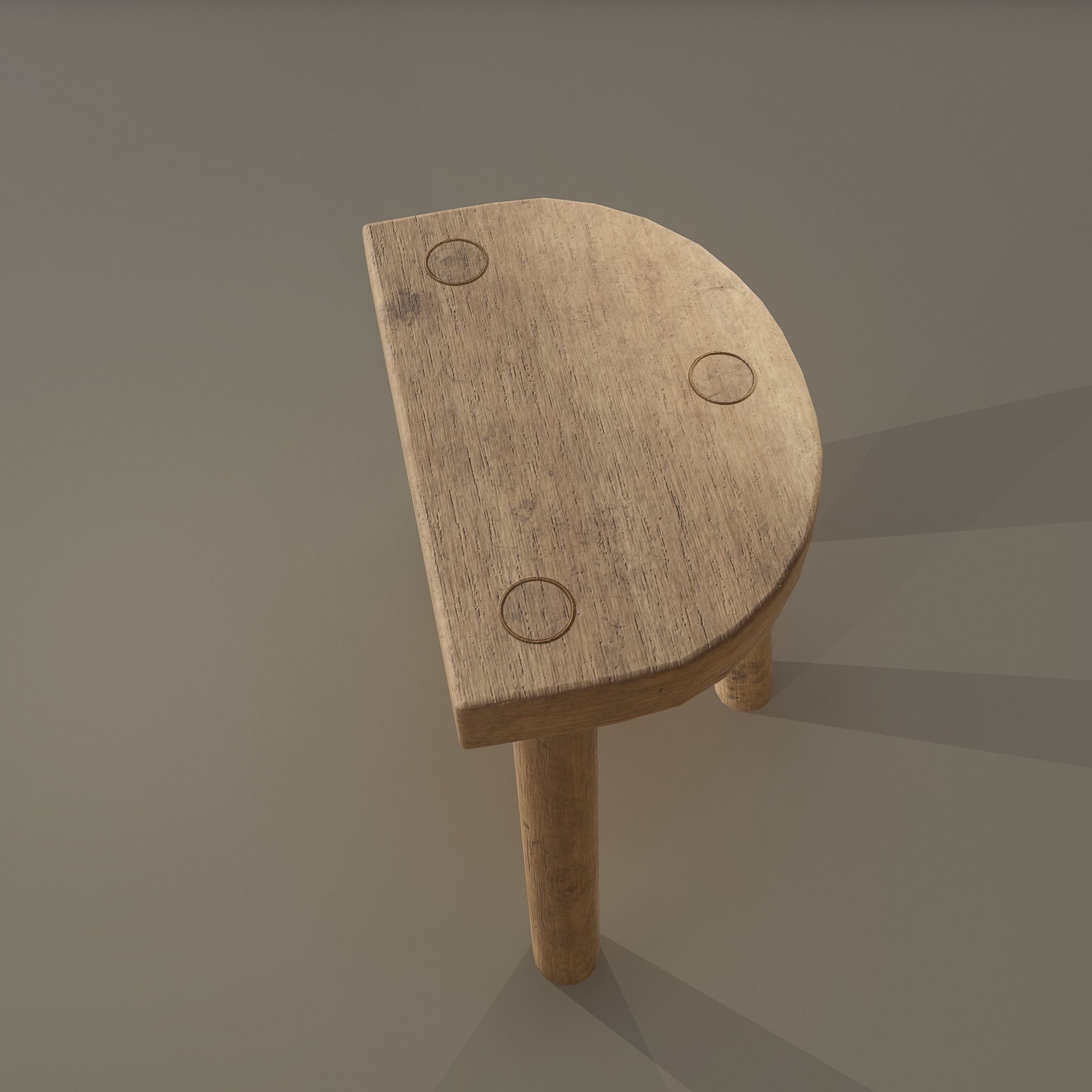 3 Legged Wooden Stool Free low-poly 3D model_12