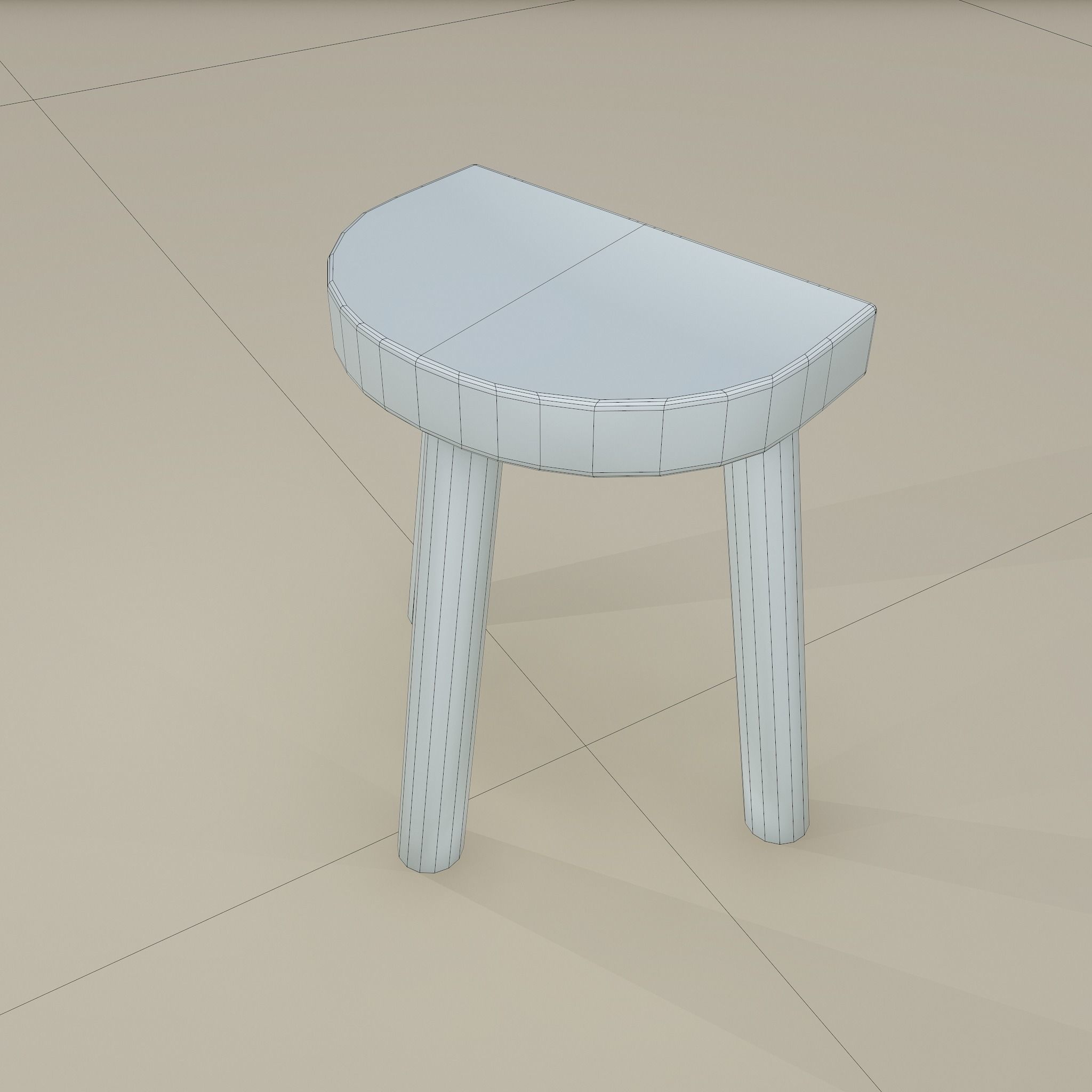 3 Legged Wooden Stool Free low-poly 3D model_31