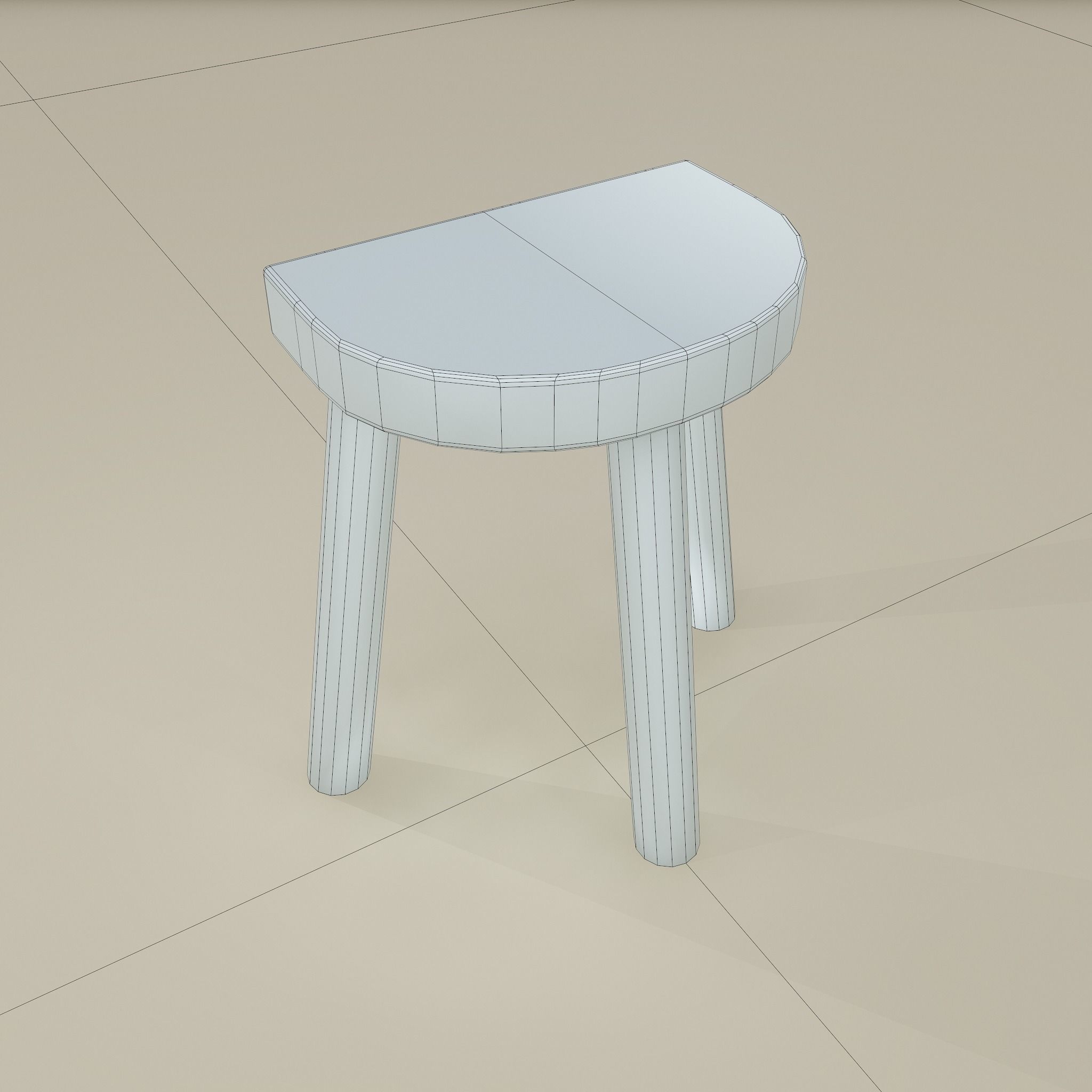 3 Legged Wooden Stool Free low-poly 3D model_23