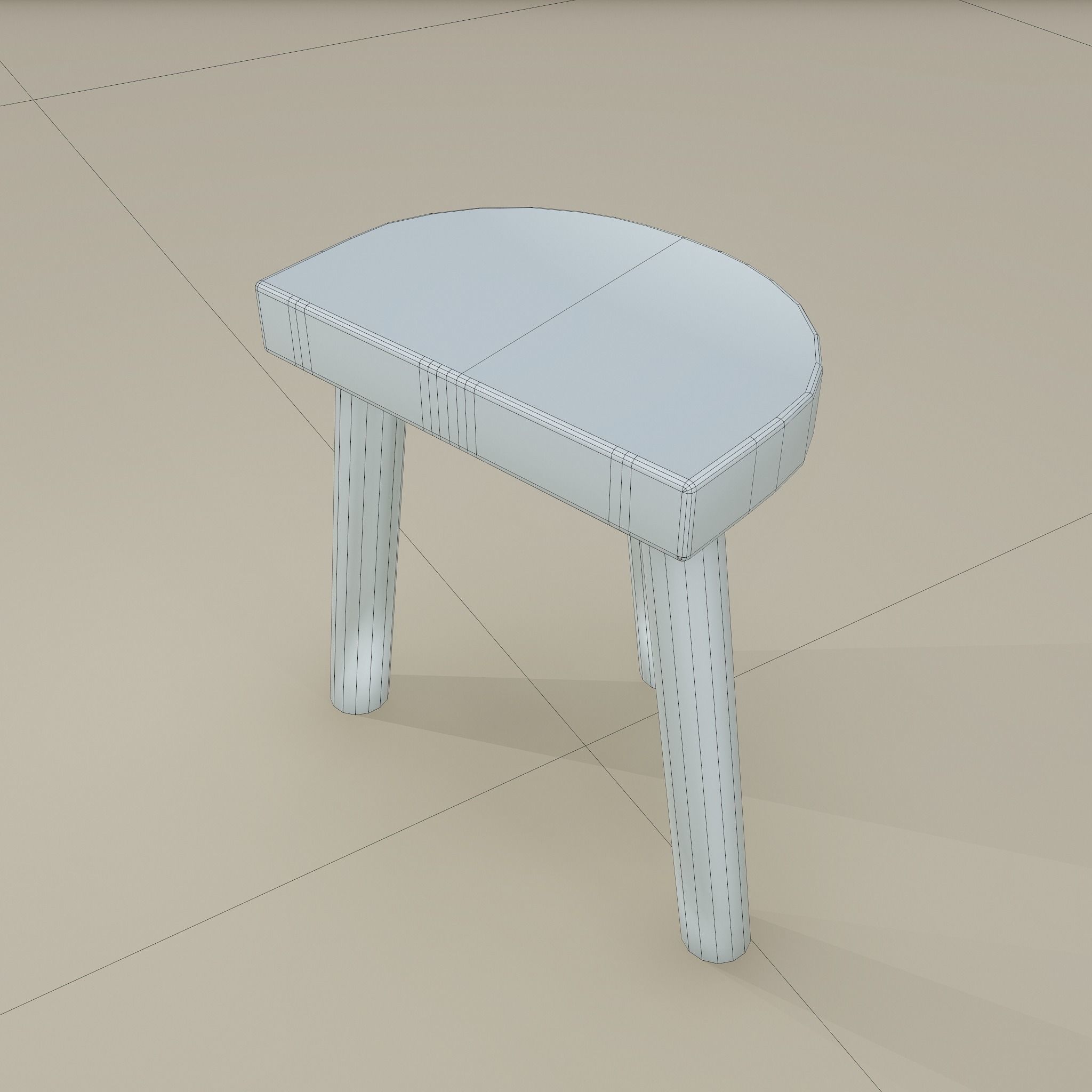 3 Legged Wooden Stool Free low-poly 3D model_26