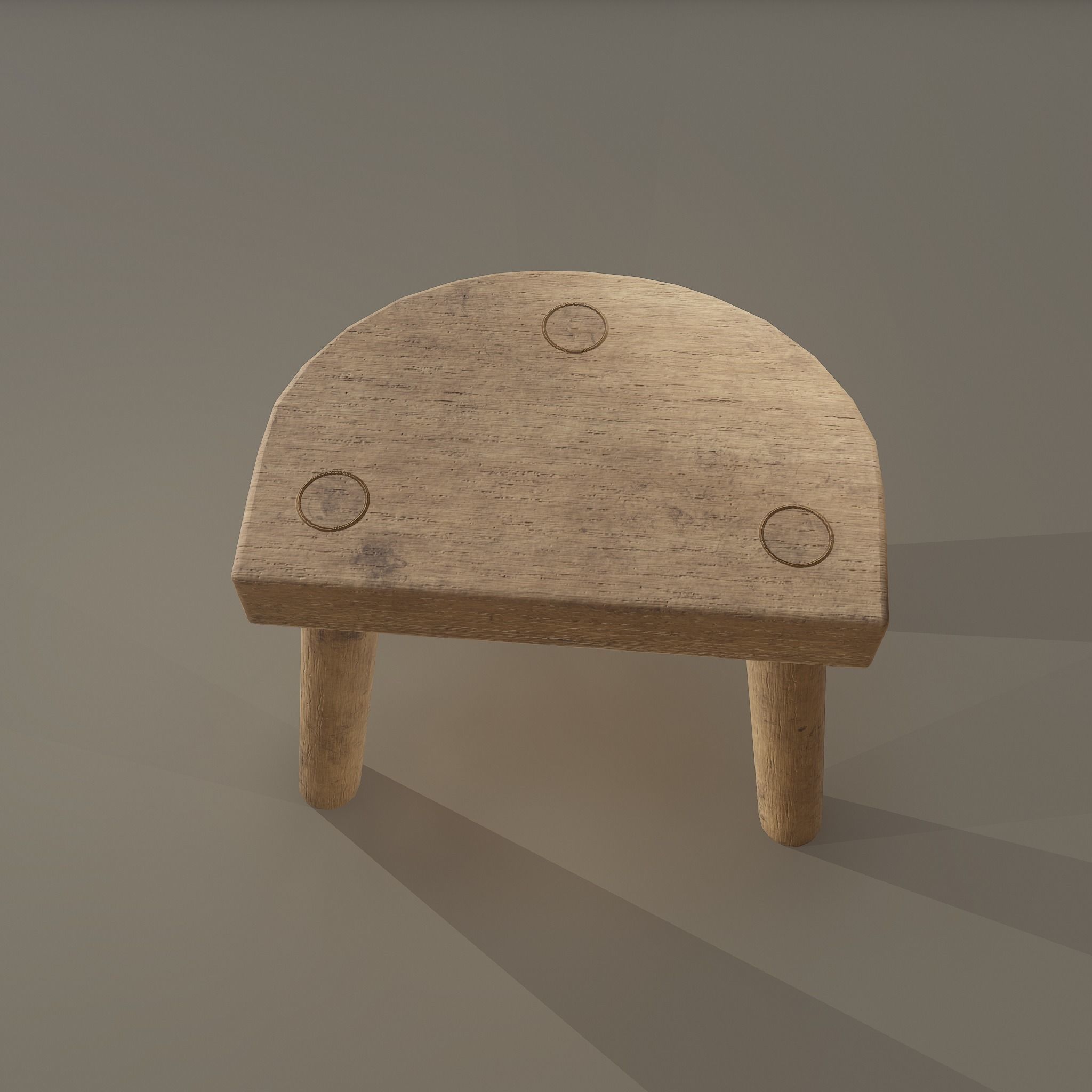 3 Legged Wooden Stool Free low-poly 3D model_14