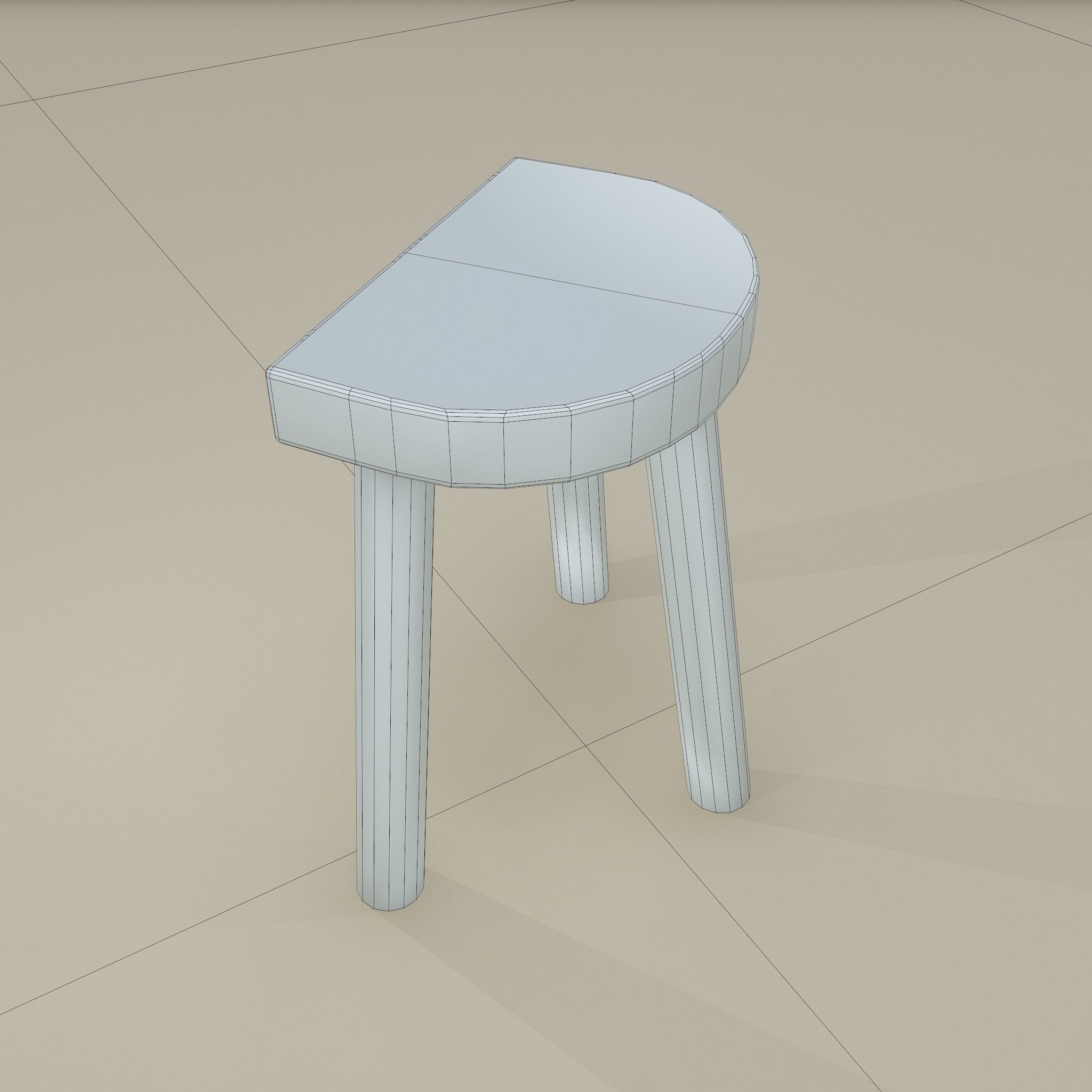 3 Legged Wooden Stool Free low-poly 3D model_24