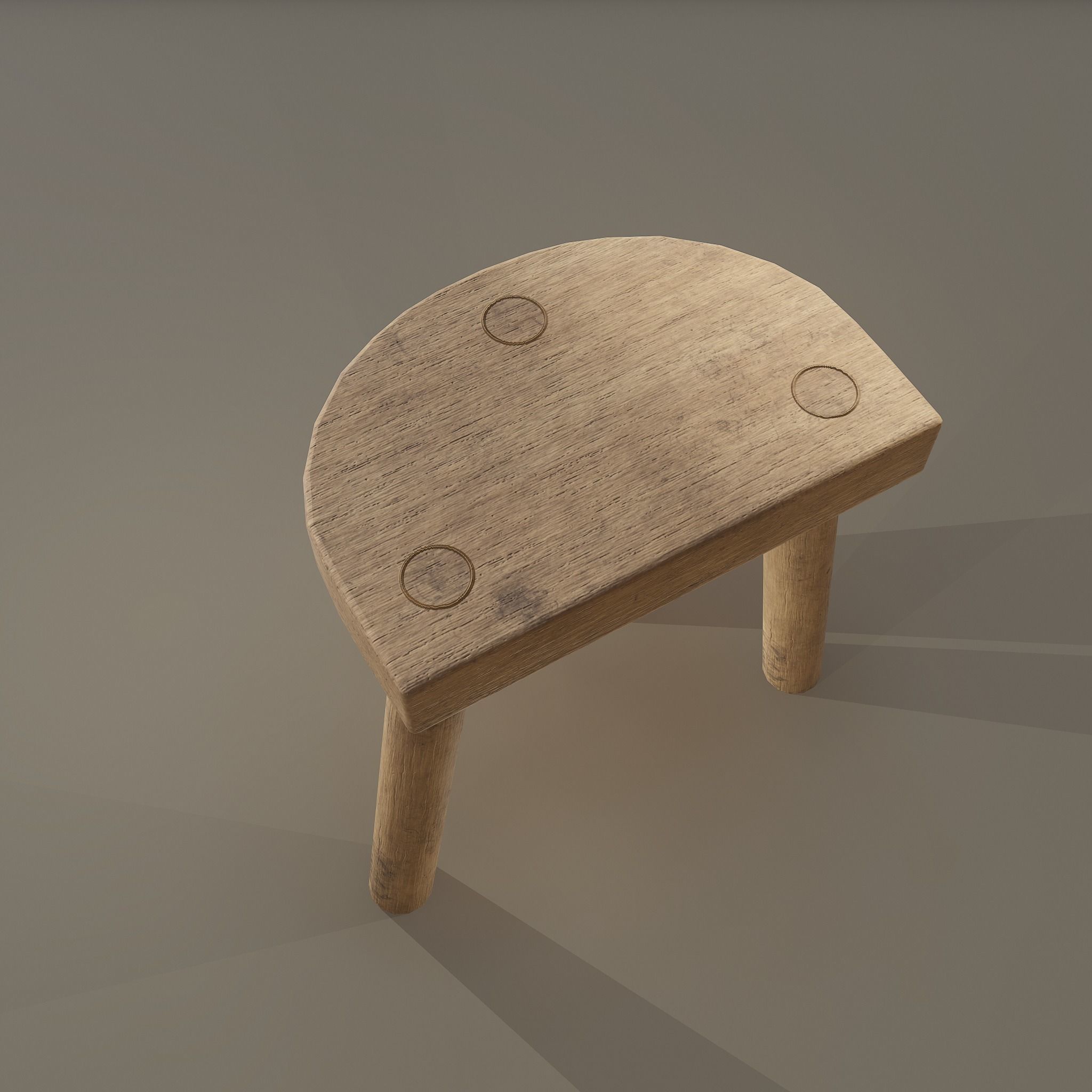 3 Legged Wooden Stool Free low-poly 3D model_15