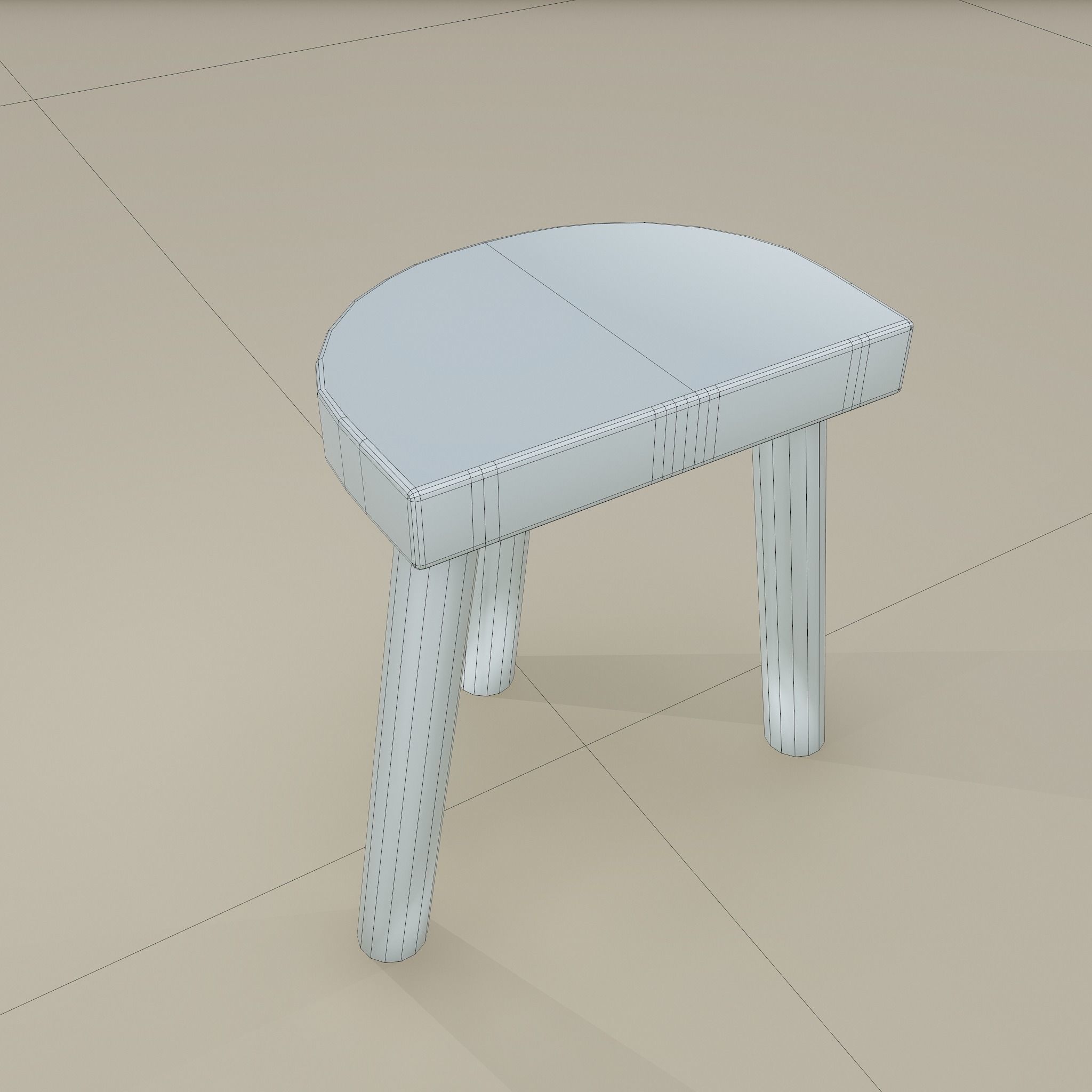 3 Legged Wooden Stool Free low-poly 3D model_28