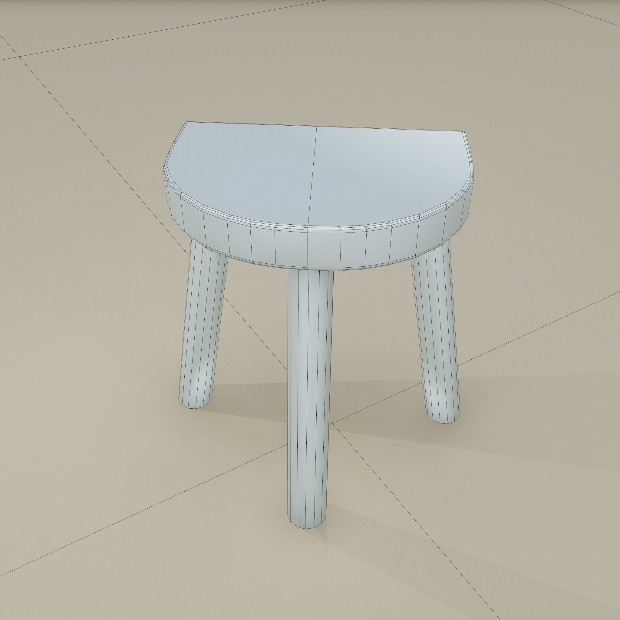 3 Legged Wooden Stool Free low-poly 3D model_32