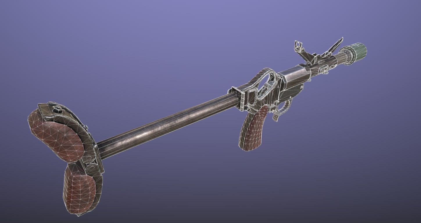 WWII German Grenade Launcher Full Pack Low-poly 3D model_11