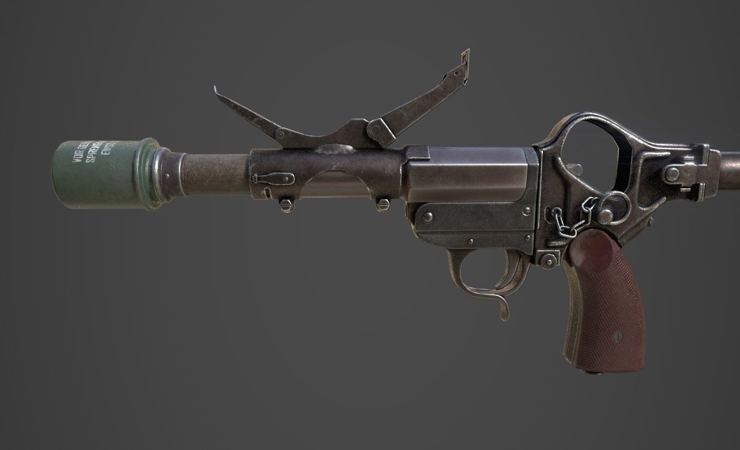 WWII German Grenade Launcher Full Pack Low-poly 3D model_5