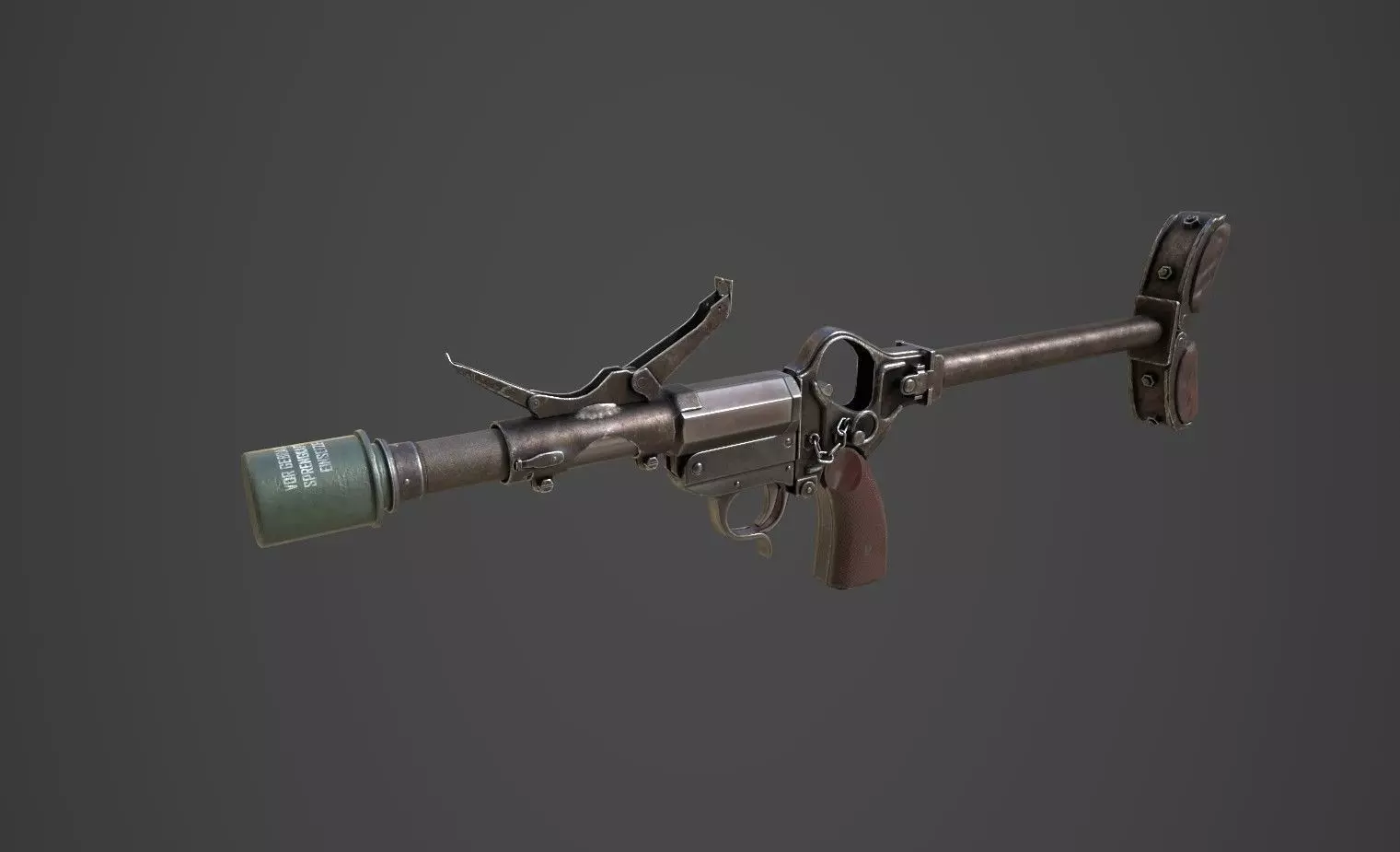 WWII German Grenade Launcher Full Pack Low-poly 3D model_0