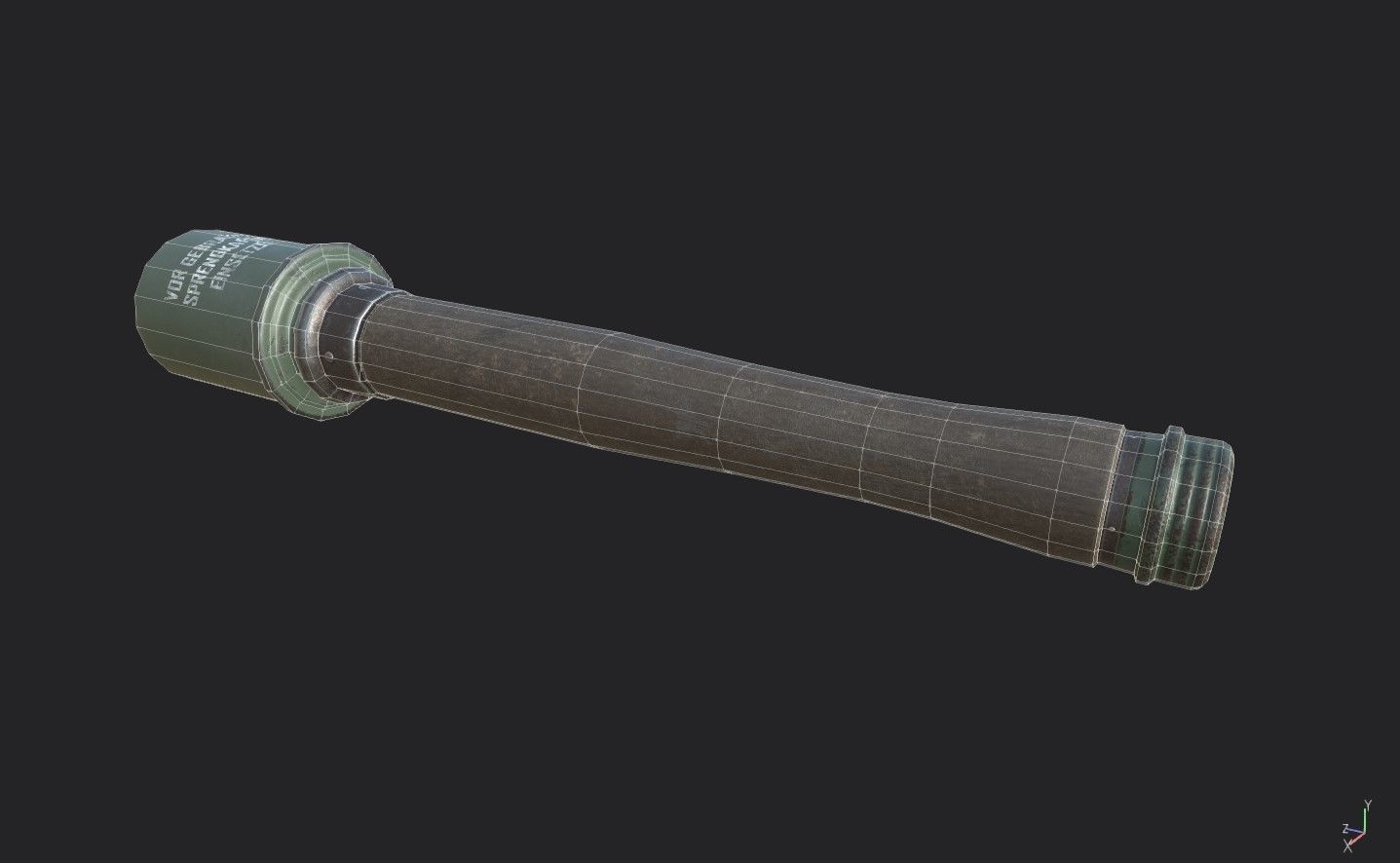 WWII German Grenade Launcher Full Pack Low-poly 3D model_26