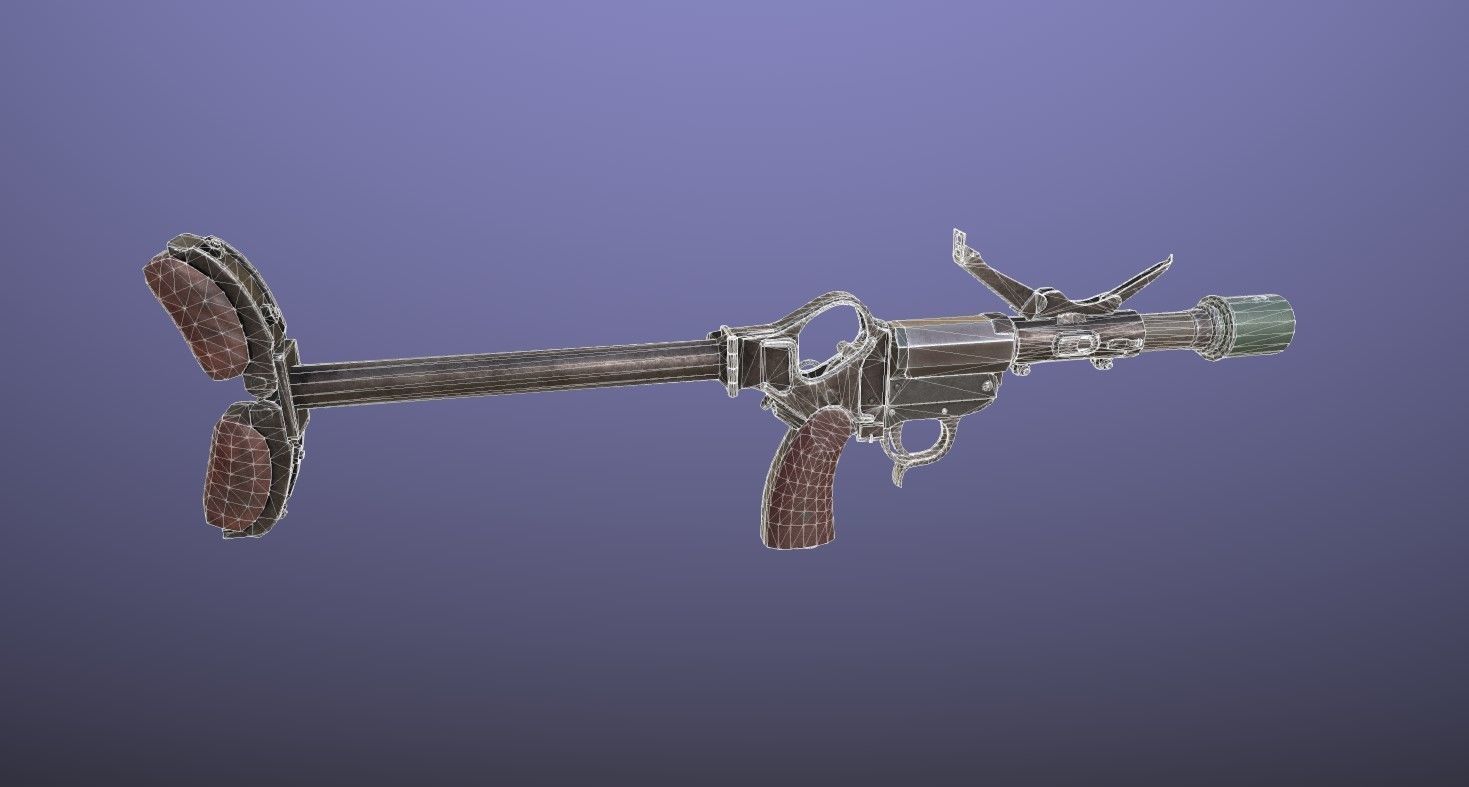 WWII German Grenade Launcher Full Pack Low-poly 3D model_9