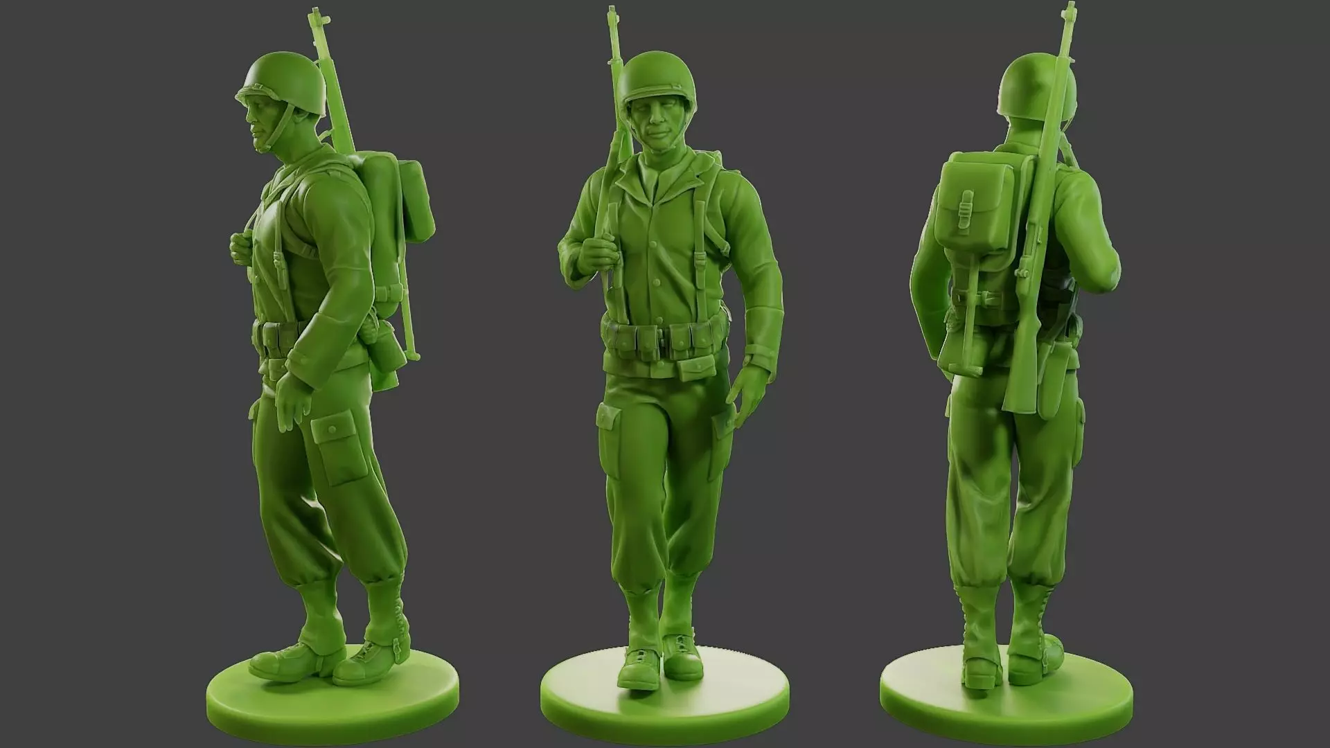 American soldier ww2 walk A1 3D print model