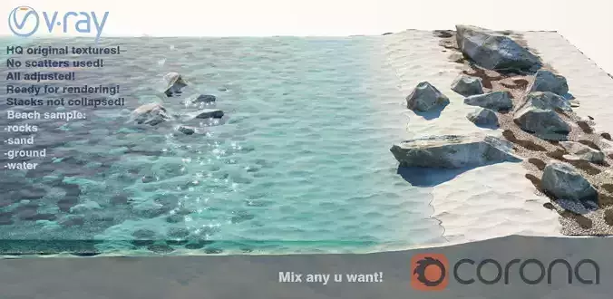 Rock and Beach 3D model