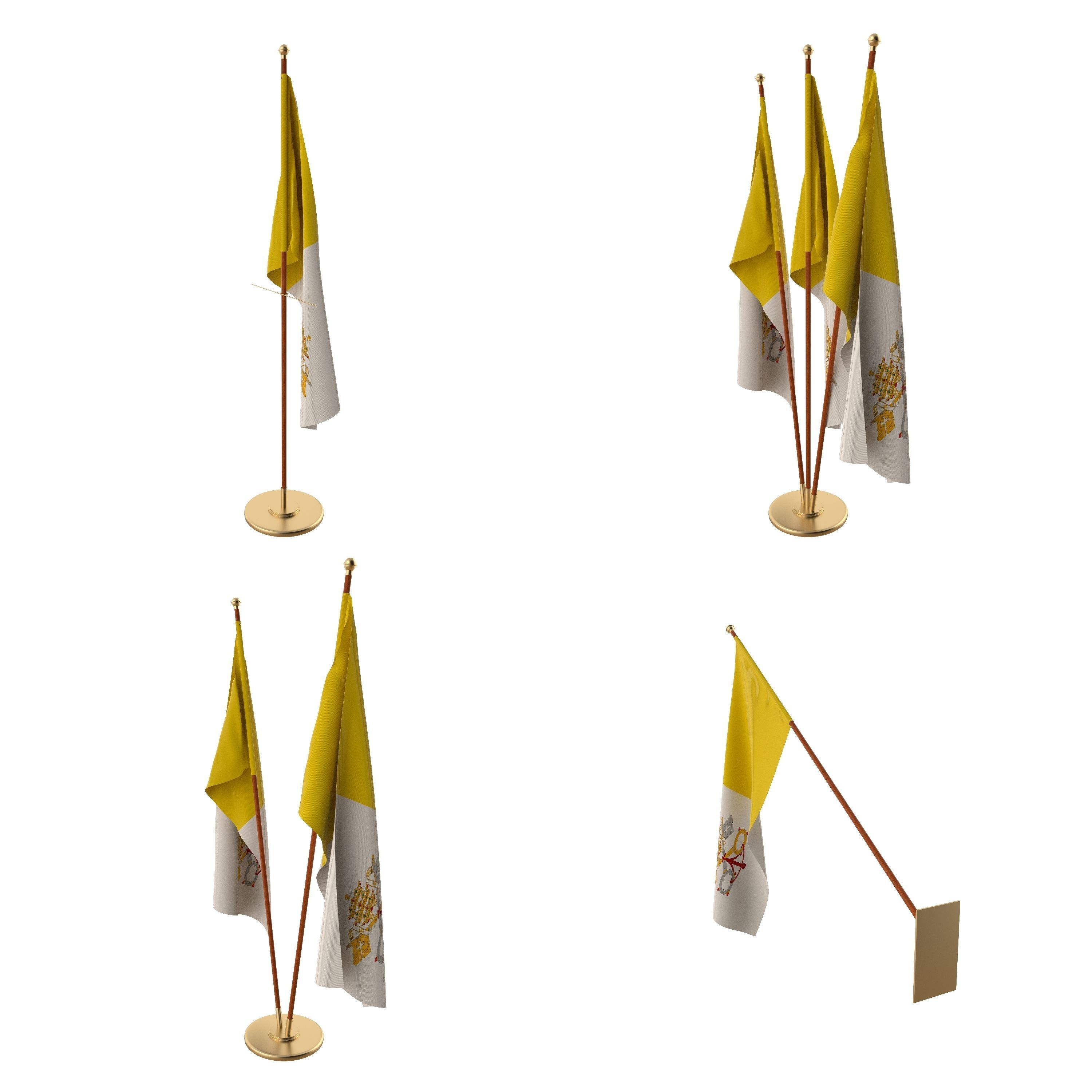 Vatican Flag Pack 3D model_1