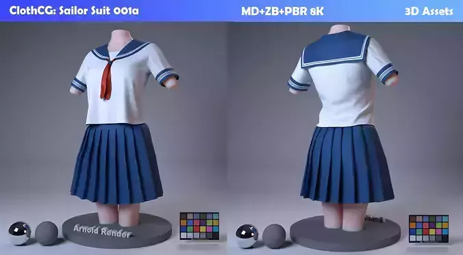 ClothCG Sailor Suit 001a Marvelous ZB PBR 8K 3DAssets 3D model