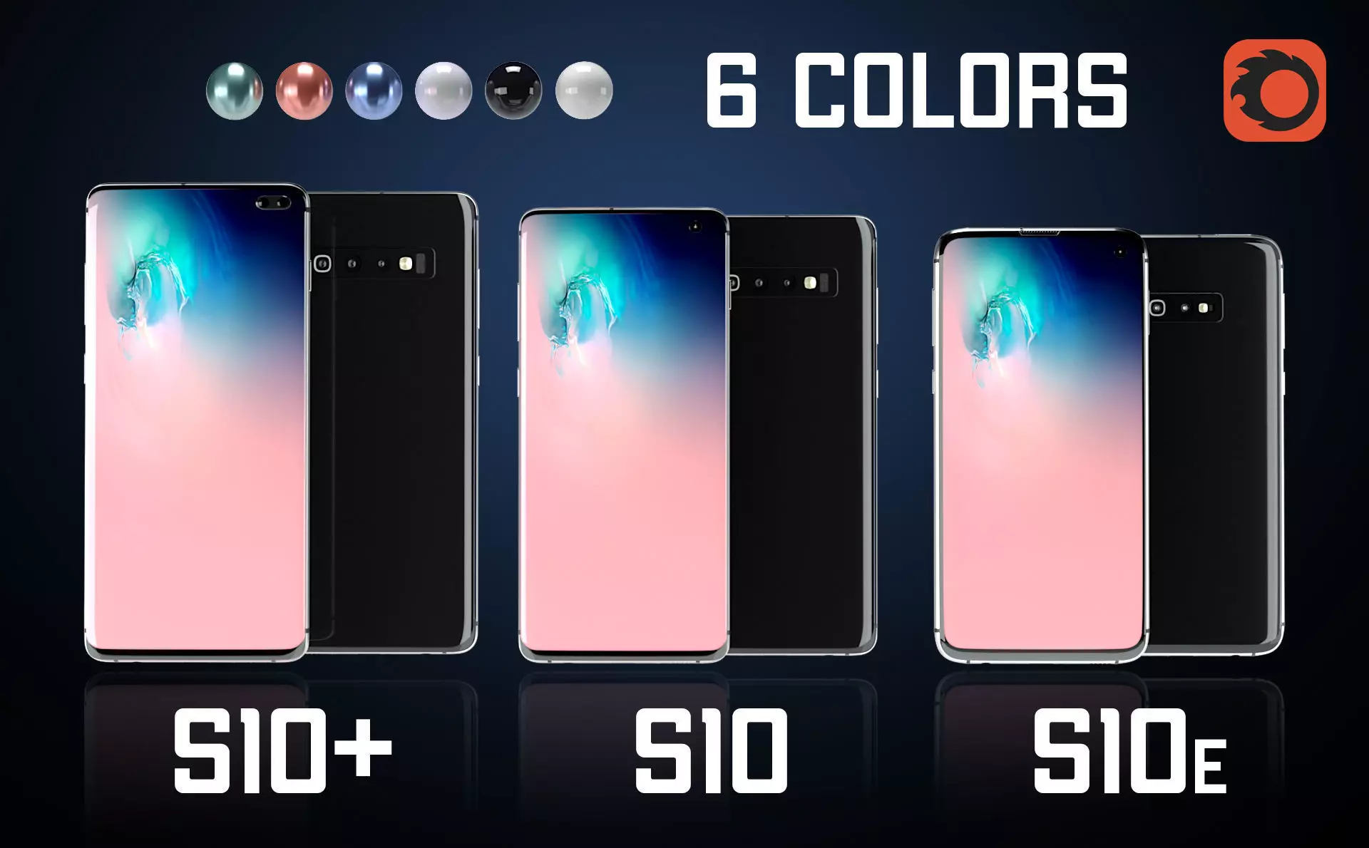 Samsung Galaxy S10 Set All Colors Free 3D model_0