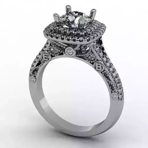 Double cushion halo engagement ring with  main letters of names