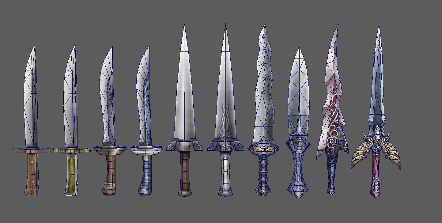 weapon knife Low-poly 3D model_1