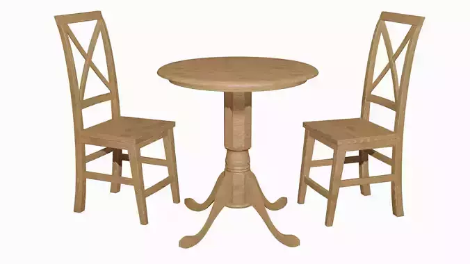 Eden 3 Piece Solid Wood Dining Set 3D model