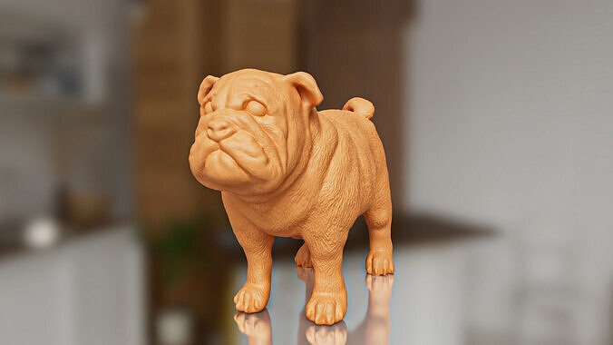 Realistic Pug Dog Toy STL 3D Printable Figure 3D print model