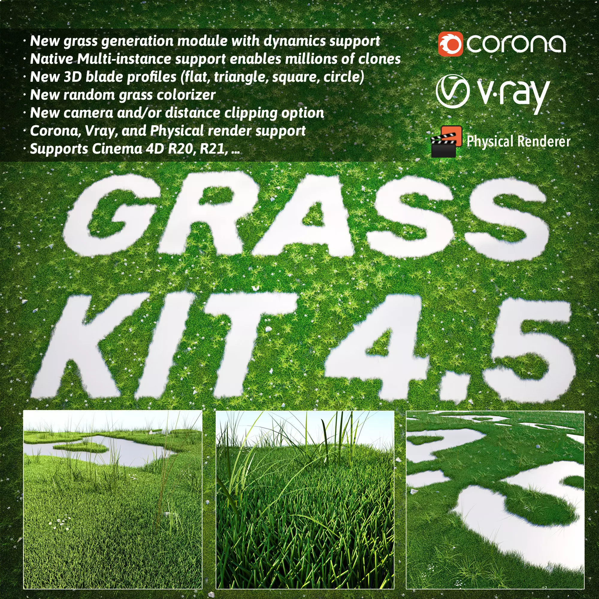 Grass Kit v 4-5 for Cinema 4D R20 R21 3D model 3D model_0