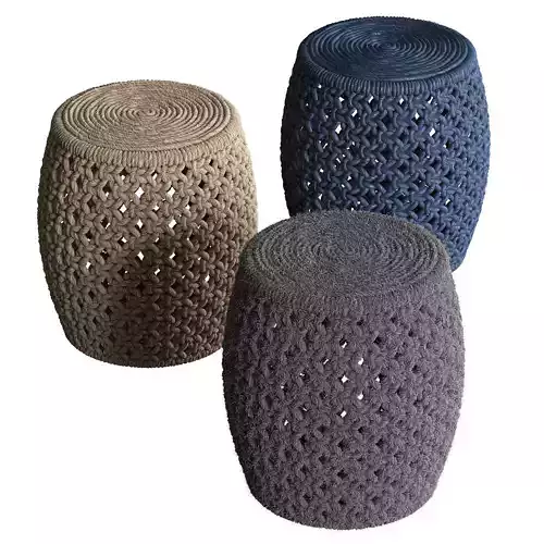 Set of wicker poufs Angela Stool by Madegoods - 3 models