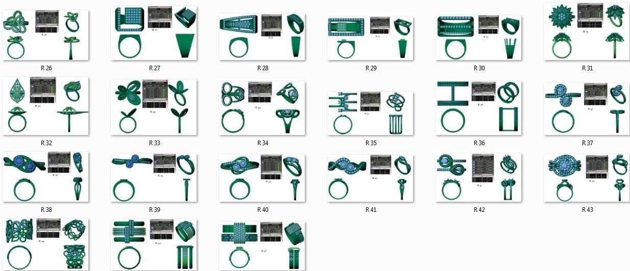 144 women ring 3dm stl bulk collection  3D print model_4