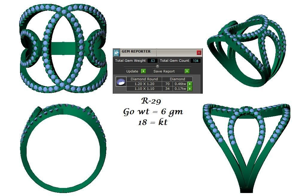 144 women ring 3dm stl bulk collection  3D print model_26