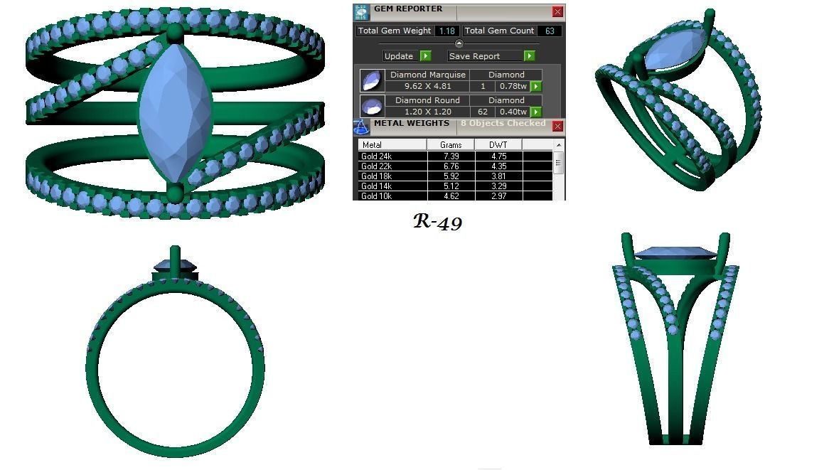 144 women ring 3dm stl bulk collection  3D print model_48
