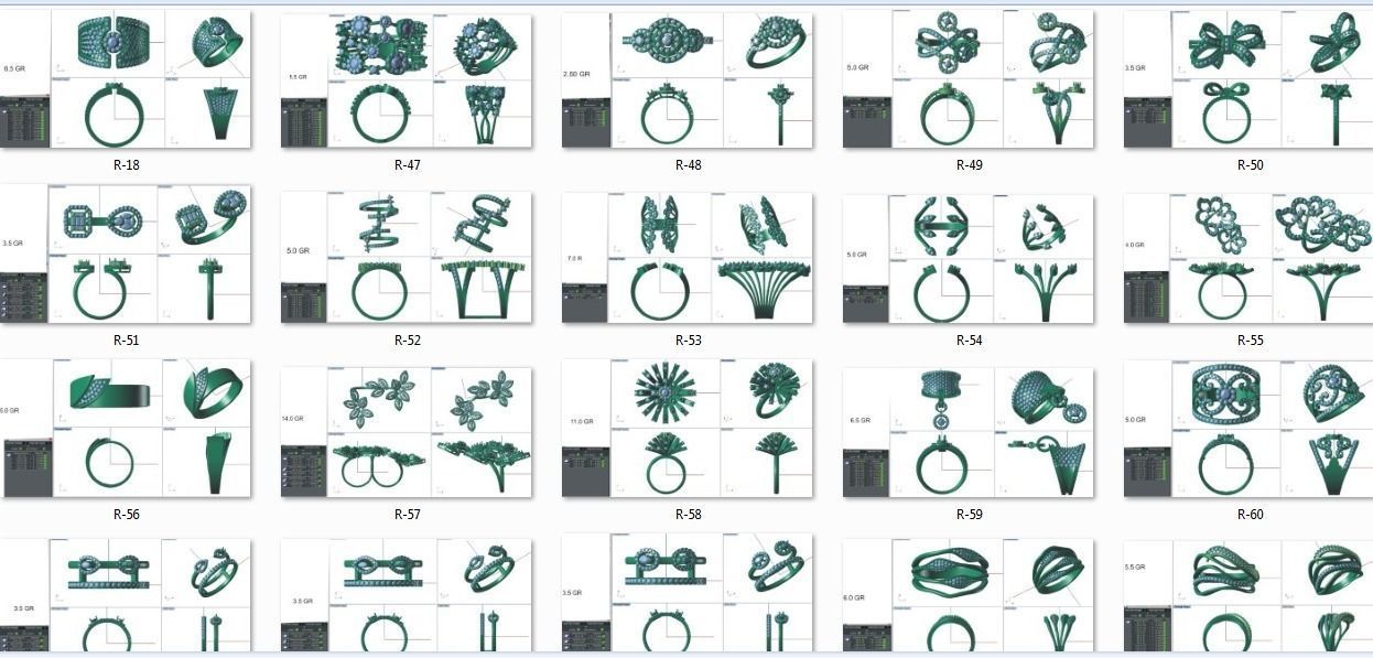 144 women ring 3dm stl bulk collection  3D print model_5