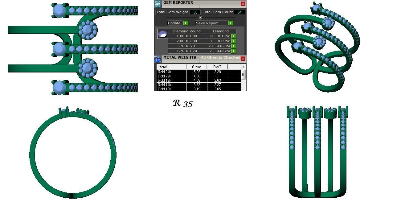 144 women ring 3dm stl bulk collection  3D print model_7