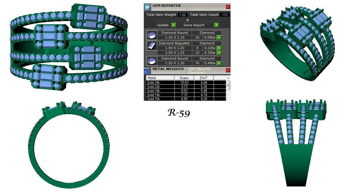 144 women ring 3dm stl bulk collection  3D print model_65